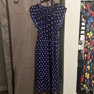 Navy blue dress with pink flowers
